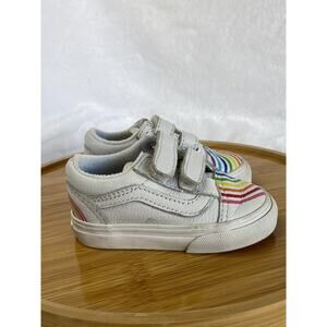 Vans Old Skool Flour Shop Rainbow White Leather Sneakers Toddler size 4